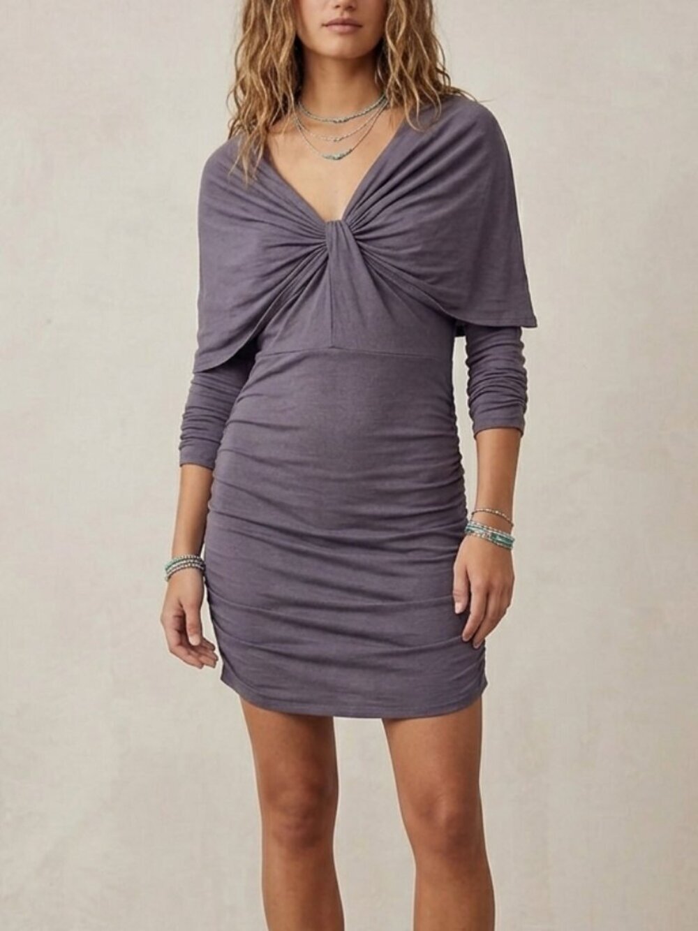 Free People Beach Sloan Dress Stretchy Comfortable Grey Size Medium Coquette
